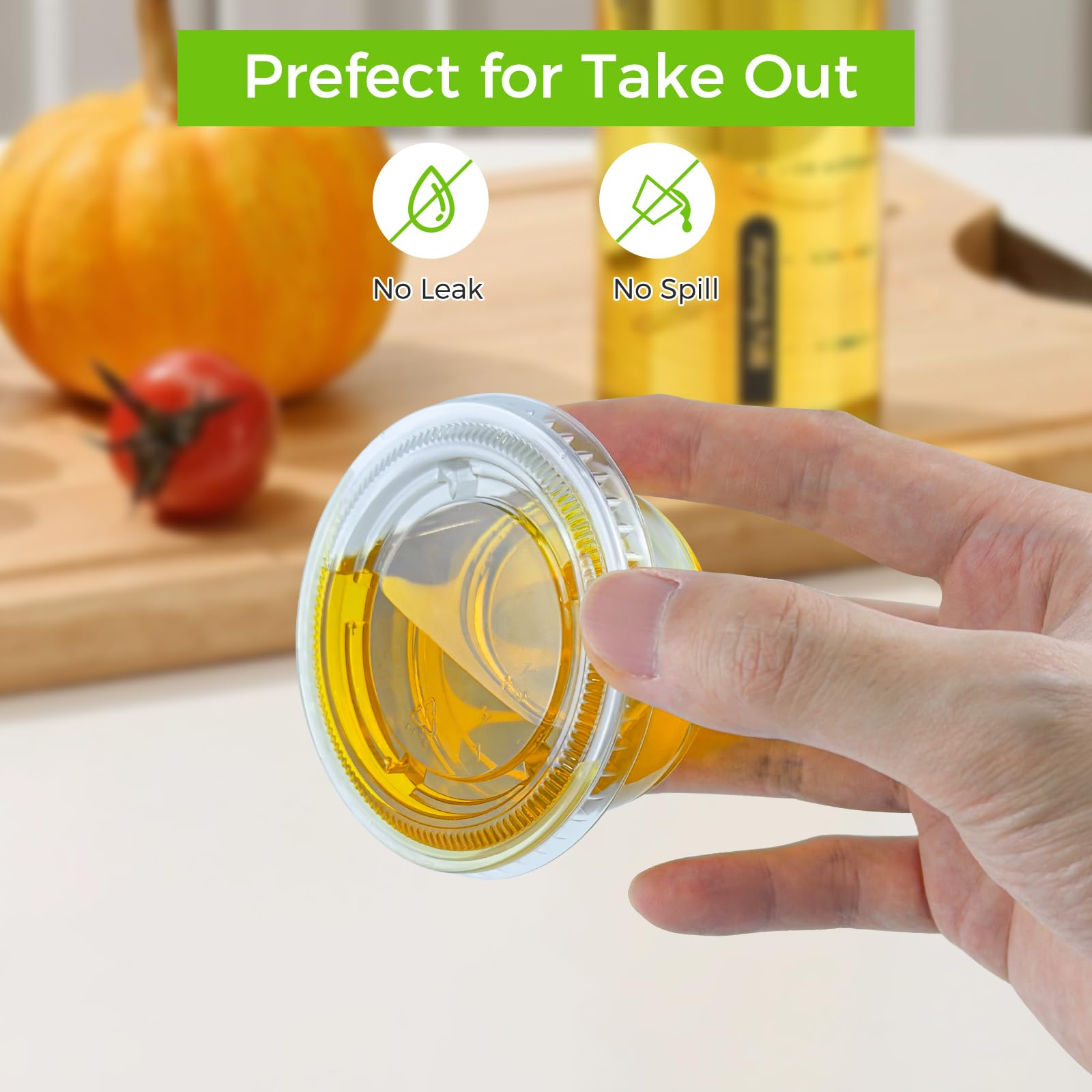 Dealusy 360 Set 3.25 oz Jello Shot Cups with Lids, Sturdy & Food Safe Disposable Plastic Portion Condiment Dipping Sauce Cups, Small Containers for Salad Dressing