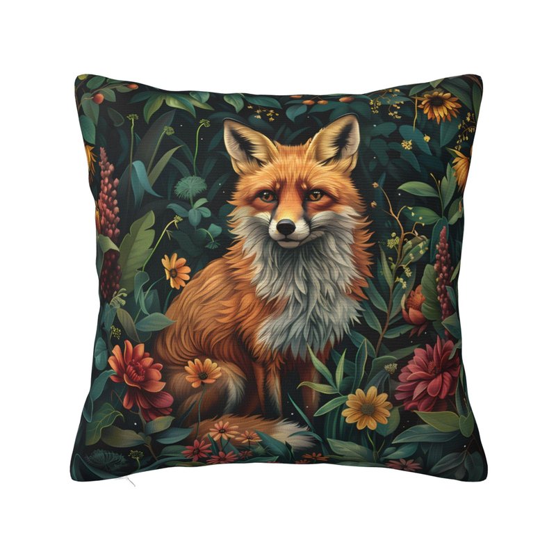 Ideeze William Morris Forest Animals Fox Throw Pillow Covers Soft Decorative Throw Pillowcases Cushion Case Square for Home Decor Bed Couch Car Living Room 18x18 Inch