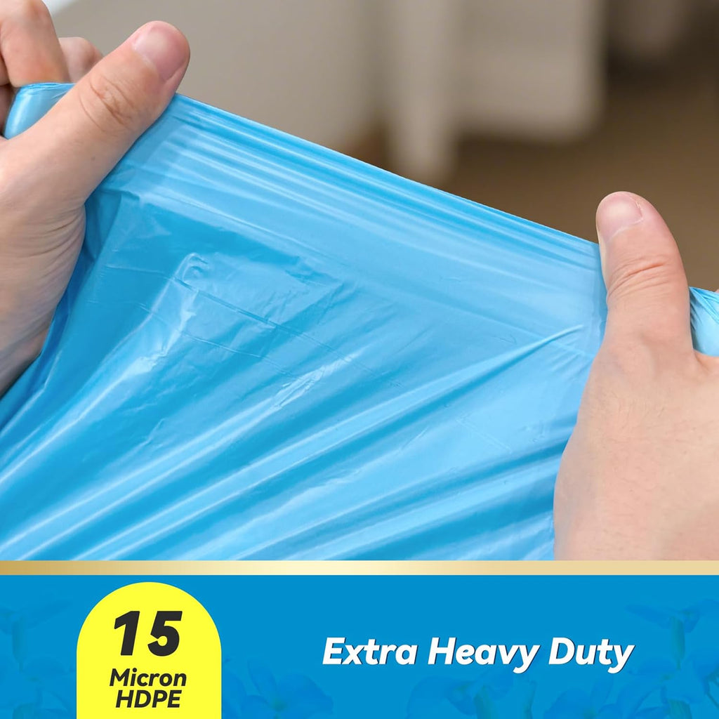 Skiennix 300 Count Extra Thick Drawstring Trash Bags - 15 Micron, Sturdy & Tear-Resistant for Home Use