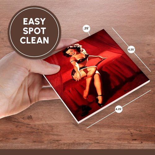 3dRose Print of Elvgren Pinup Im Just Retiring Ceramic Tile Coasters (Set of 4)