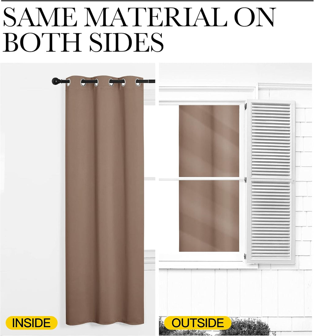 NICETOWN Blackout Curtains - Thermal Insulated Grommet Drapes for Small Windows | Set of 2, 42x68 Inch, Cappuccino