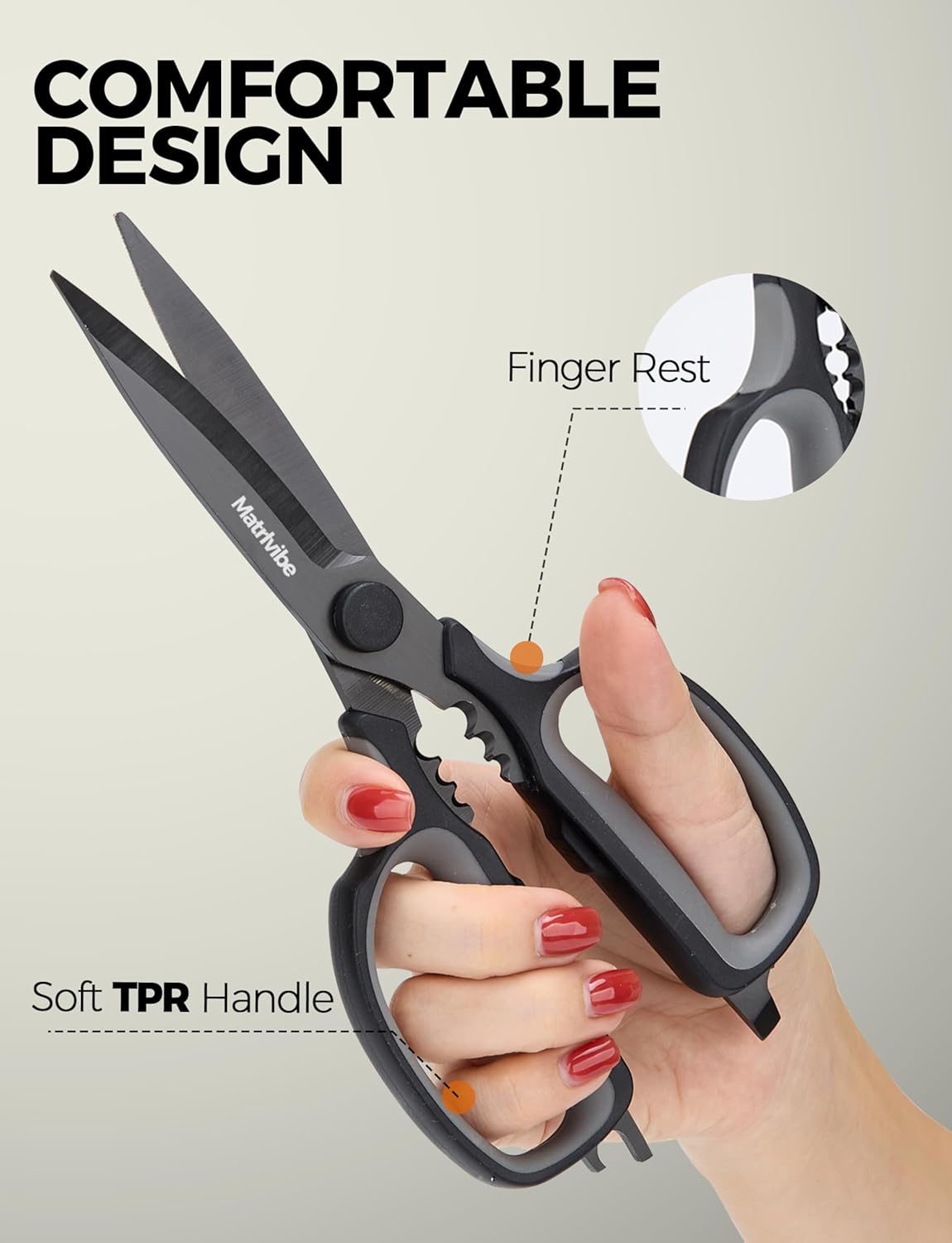Skiennix Heavy Duty Kitchen Shears - All-Purpose Herb Scissors with Detachable Blades | Stainless Steel, Dishwasher Safe