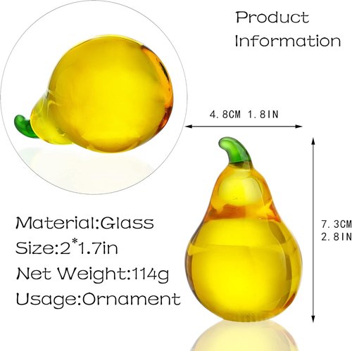 Crystal Pear Figurines by [Brand Name] - Elegant Glass Fruit Decor for Office Tabletop Centerpiece