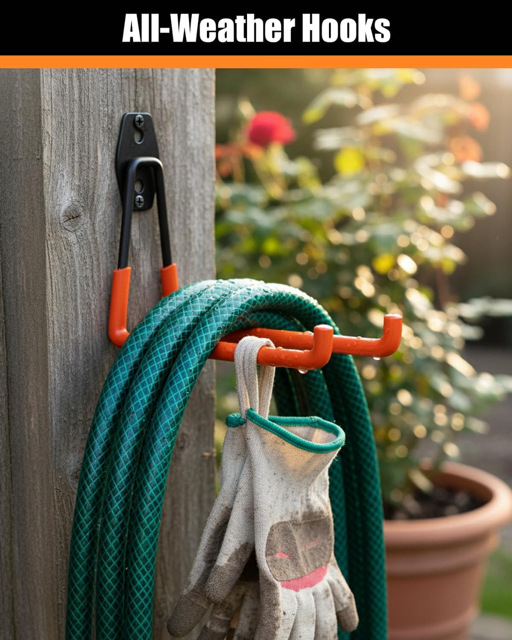 WMK Heavy Duty Garage Hooks - 4 Pack Wall Mount Utility Hooks for Tools, Bikes & Ladders (Orange)