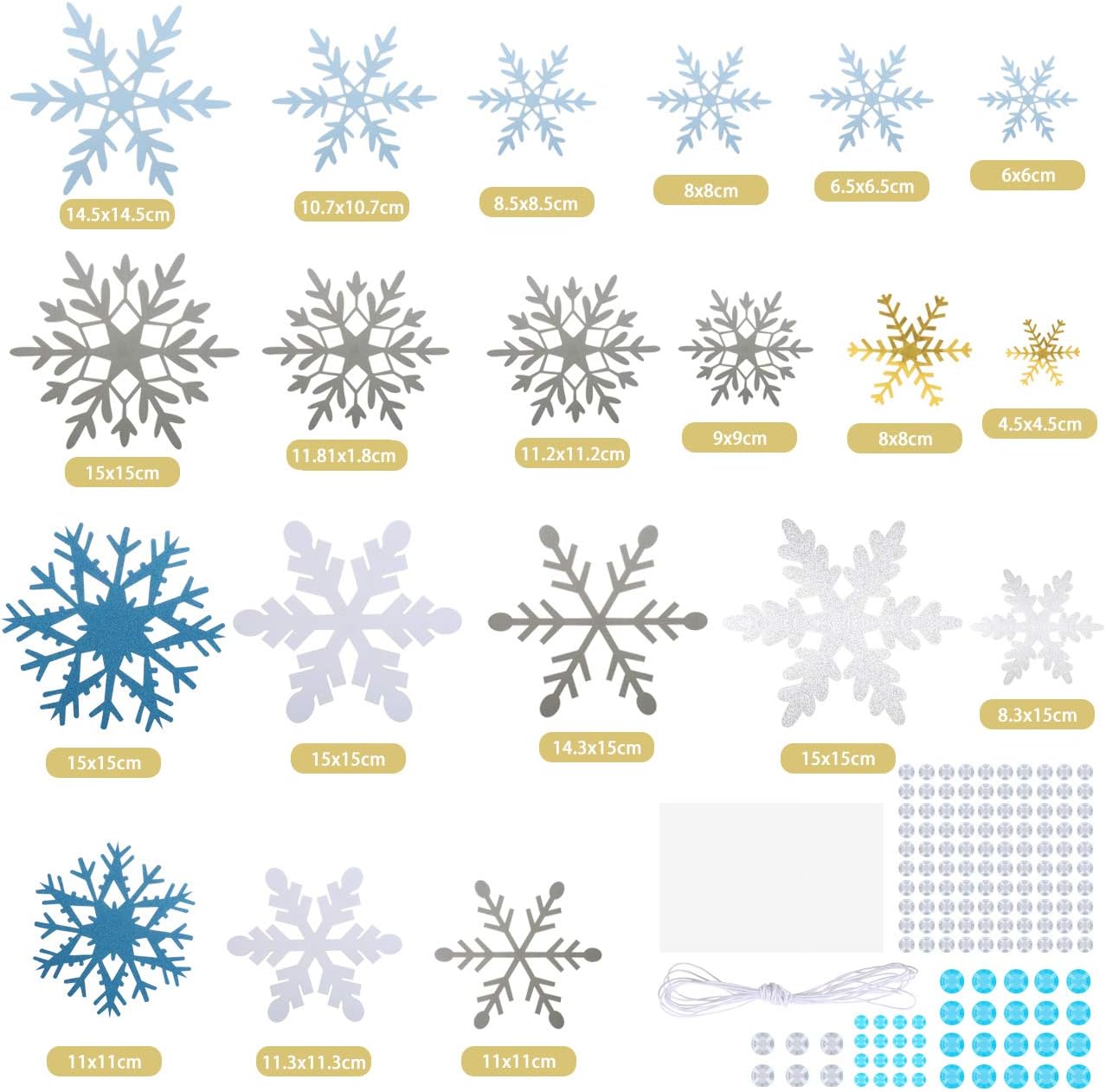 Skiennix 60-Piece Snowflake Garland Banner Set - DIY Craft Kit for Festive Christmas Decor