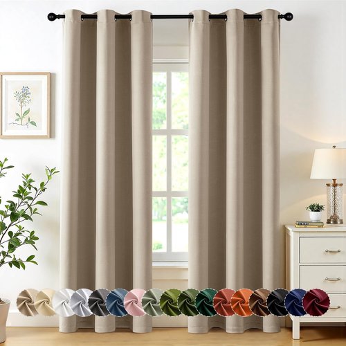 MIULEE Taupe Blackout Curtains - Thermal Insulated Room Darkening Drapes | 72 Inches Long, 2 Panels