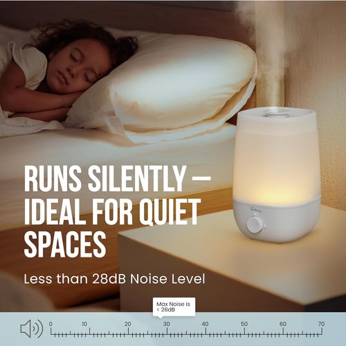 Fontaines Luxury Cool Mist Humidifier - 360° Ultra-Fine Spray, Whisper-Quiet, Easy to Clean, Nightlight & Auto Shut-Off