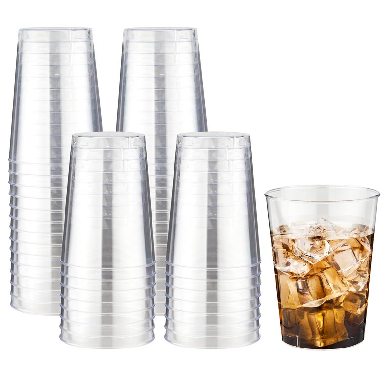 RACETOP 10 oz 100 Pack Disposable Plastic Cups, Disposable Clear Plastic Cups for Parties, Weddings, Gatherings, and Festival Events