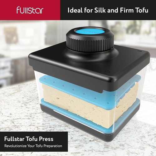 Fullstar Tofu Press & Cutter - 2-in-1 Dishwasher Safe, BPA-Free Design for Extra Firm & Silken Tofu (Blue)