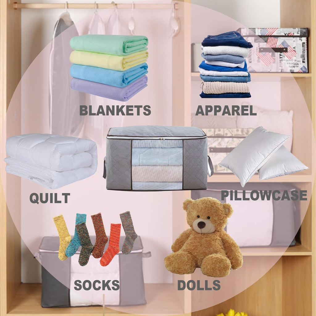 Skiennix 90L Large Foldable Storage Bags - Durable Comforter & Linen Organizer | 10 Pcs Set