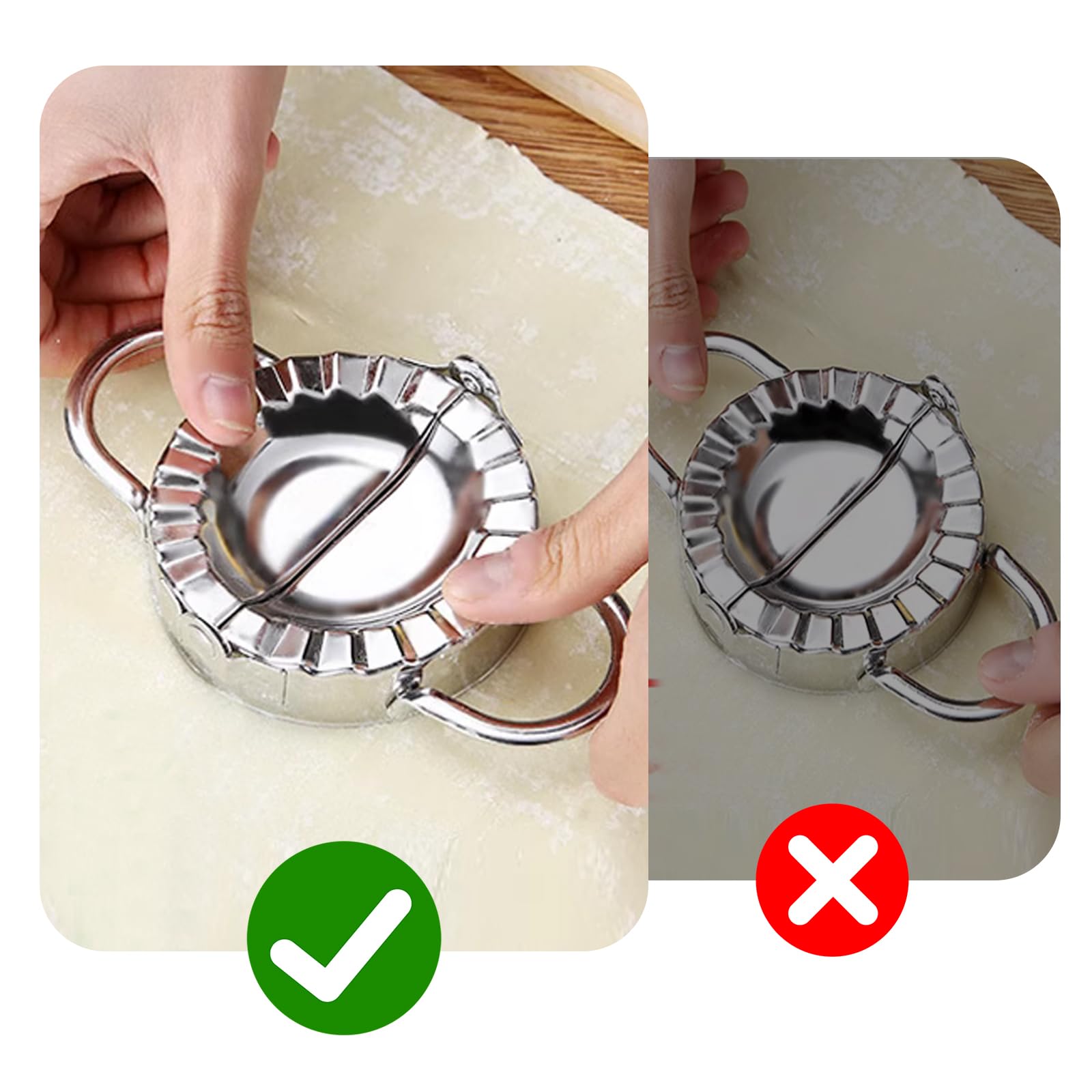 YMOXYI 3-in-1 Dumpling Press, Pierogi Maker, and Empanada Maker Press, 304 Stainless Steel with 3 Sizes (4”, 5”, 6”) for Homemade Dumplings, Pastries and Empanada Mold Manual Pasta Makers