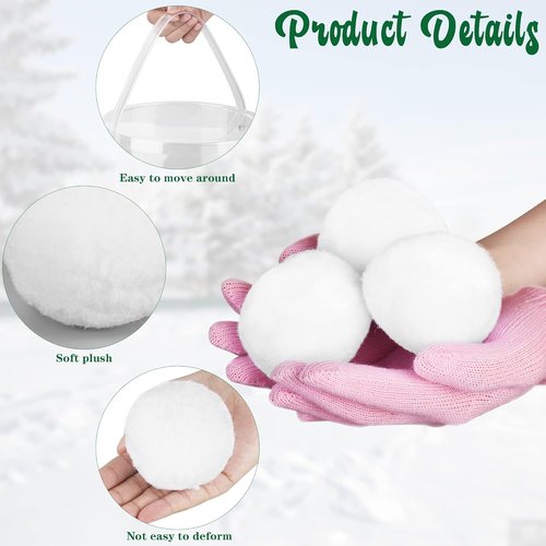 Elcoho 60-Piece Indoor Snow Fight Ball Set - 2.8 Inch Artificial Snowballs for Kids' Winter Games