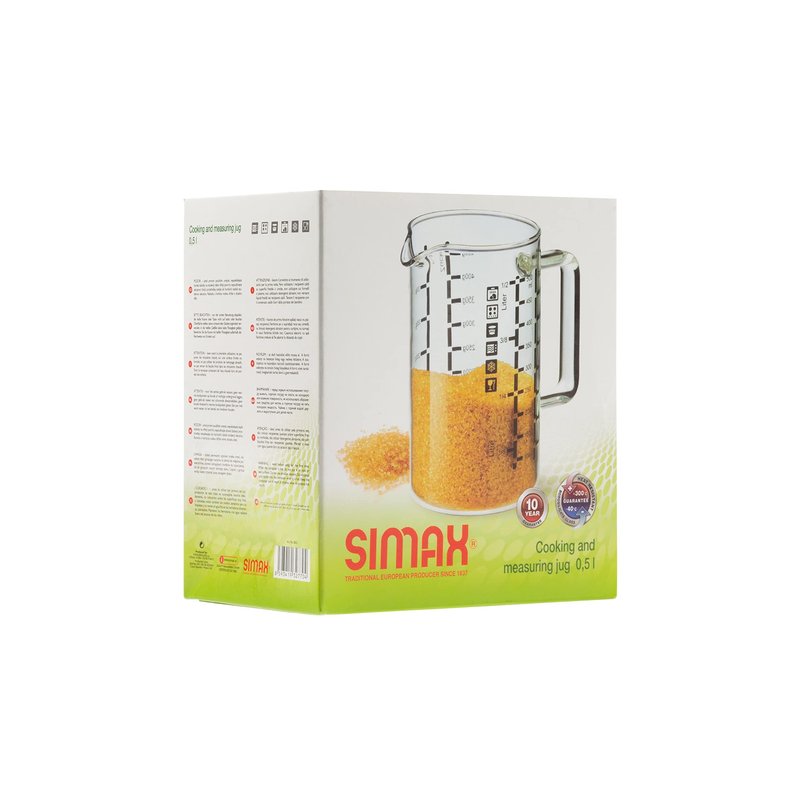 Simax Glass Measuring Cup: 16 Oz Measuring Cups Glass - Liter, Oz and Ml Measuring Cup for Liquid - Borosilicate Glass Metric Measuring Cups in Gram - Measure Flour and Sugar Grams - Easy Pour Spout