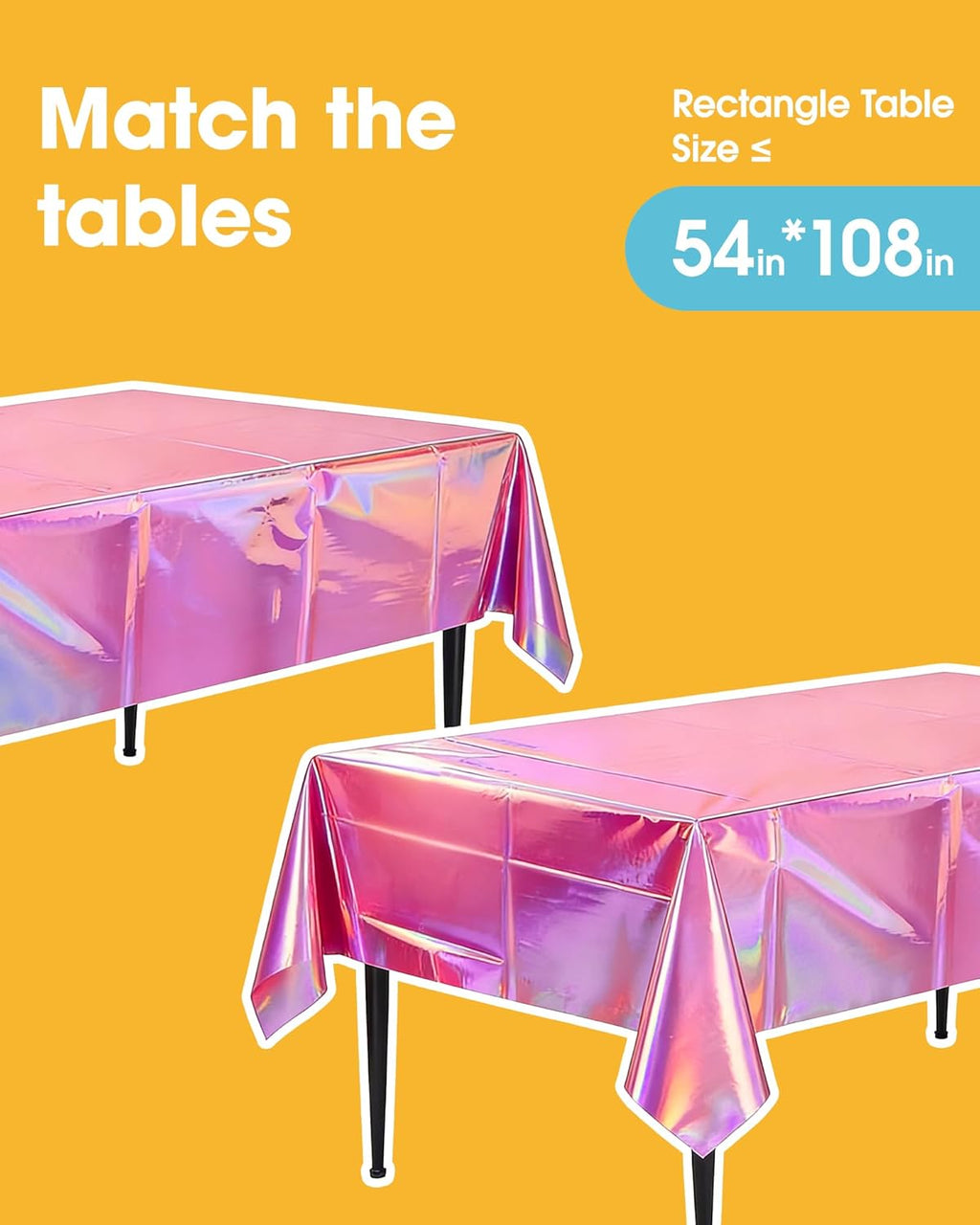 Niuara Iridescent Pink Table Cloth - 4 Pack Disposable 54" × 108" Rectangle Covers for Parties & Events