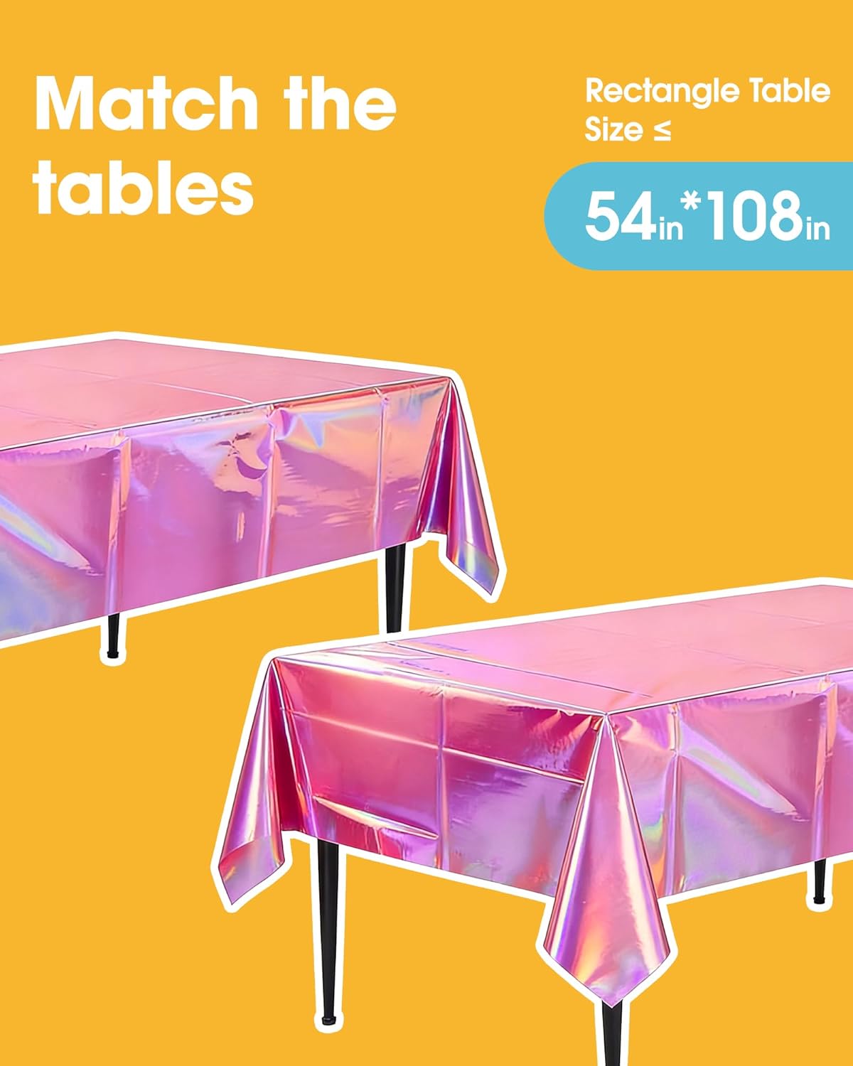 Niuara Iridescent Pink Table Cloth - 4 Pack Disposable 54" × 108" Rectangle Covers for Parties & Events