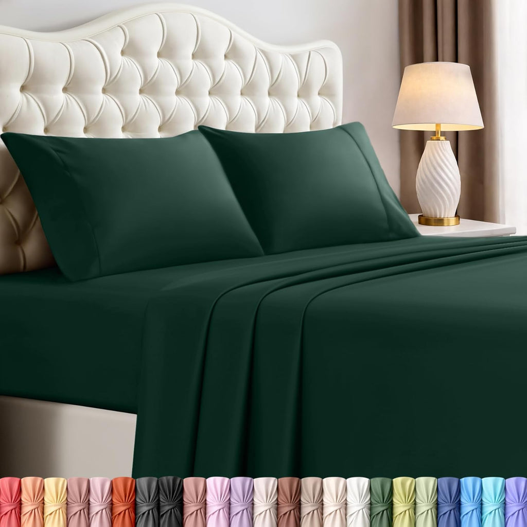 Utopia Bedding King Size Sheet Set - Soft, Breathable Microfiber, 4-Piece in Emerald Green | Oeko-Tex Certified