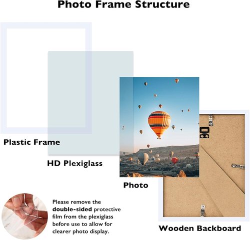 JCJMY Picture Frame - 8.5x12 White Wall Mount & Tabletop Display | Shatter-Resistant Plexiglass