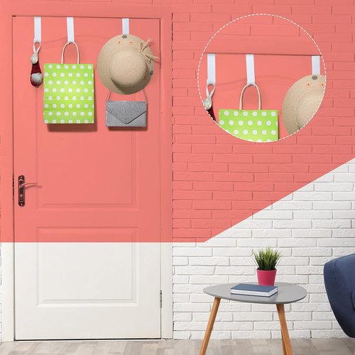 Jetec Over The Door Clothes Hooks - 8 Pcs White Hanging Hanger Set for Home & Kitchen | 4.72 Inch Long