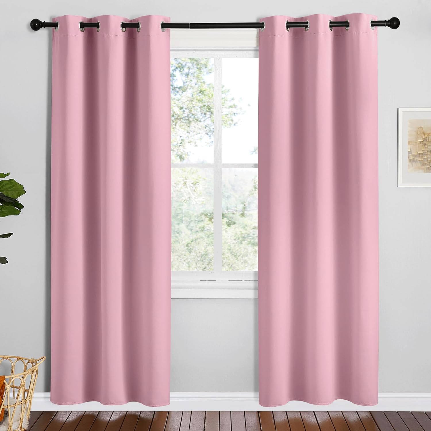 NICETOWN Crystal Pink Room Darkening Curtains - Thermal Insulated Grommet Drapes, 42" x 78" Set of 2