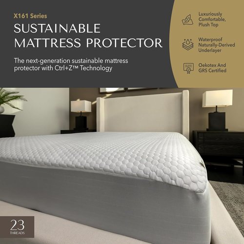 23 Threads X161 Series Padded, Plush, Soft, Luxurious, Waterproof Noiseless Mattress-Protector Cover, Fitted, with Ctrl+Z Technology, Mattress Not Included, 16 Inch Deep, Twin