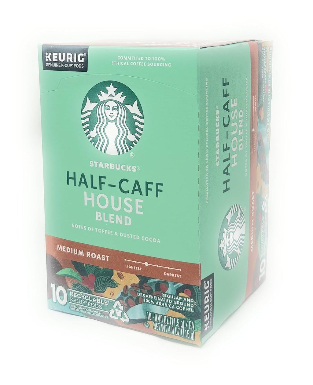 Starbucks Half Caff K-Cup Pods - Smooth Flavor with Half the Caffeine | 10 Count