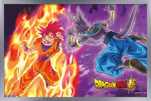 Trends International Dragon Ball: Super - Gods Battle Wall Poster, 22.375" x 34", Silver Framed Version