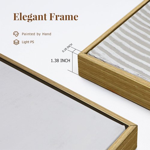 Framed Neutral Abstract Wall Art by [Brand Name] - Large 3D Curve Canvas Decor | 2-Piece Set, 28 x 40 Inch, Ready to Hang for Living Room, Bedroom, Office