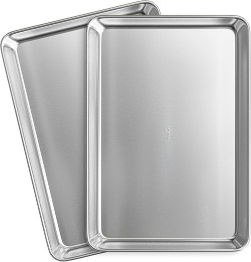 JoyTable Aluminum Baking Sheet Set - 2 Pack Large Non-Stick Cookie Sheets | 21 x 15 Inch Warp Resistant Design