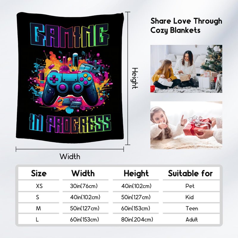 KNOWPHST Boy Blanket - 60x80 Inches Cool Gaming Throw for Boys, Men - Black Cozy Fuzzy Blankets for Bed, Living Room