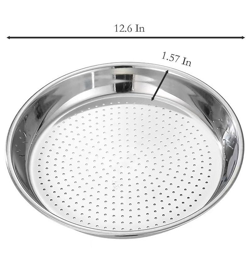 Steamer Plate, 2 Pcs 11.8 Inch Round Stainless Steel Steaming Net for Food Steaming (silver, M)