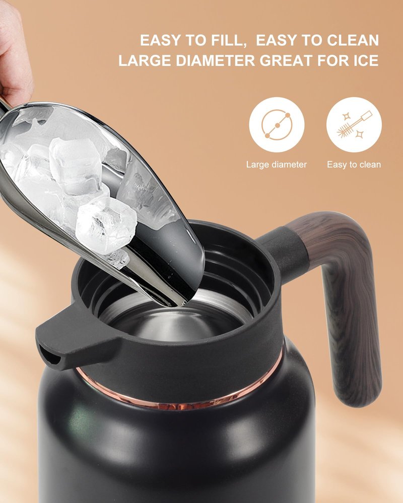 51 Oz Carafes for Hot Liquid, 2 PCS Stainless Steel Insulated Vacuum Thermal Coffee Carafes For Keeping Hot, 1.5 Liter Coffee Dispenser(Black/Black)