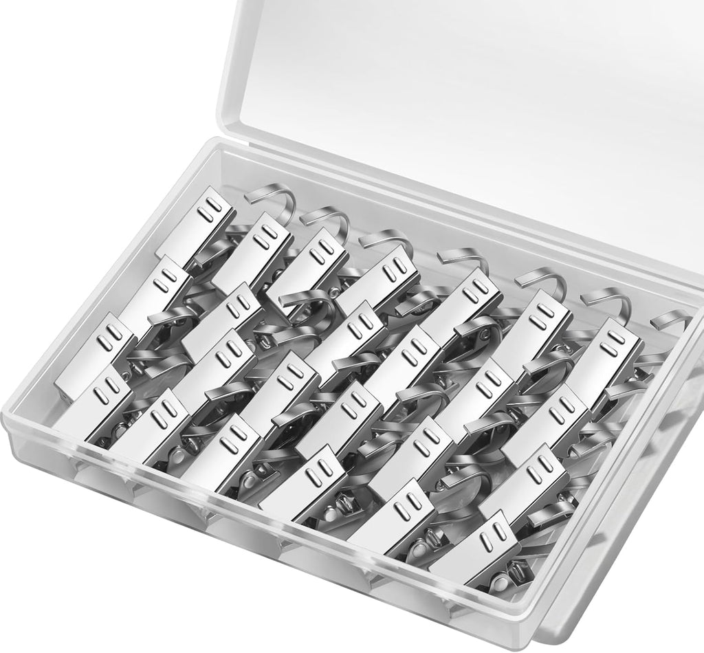 Teenitor Curtain Clips - 25 Pack Stainless Steel Hooks for Hanging Curtains & Decorations
