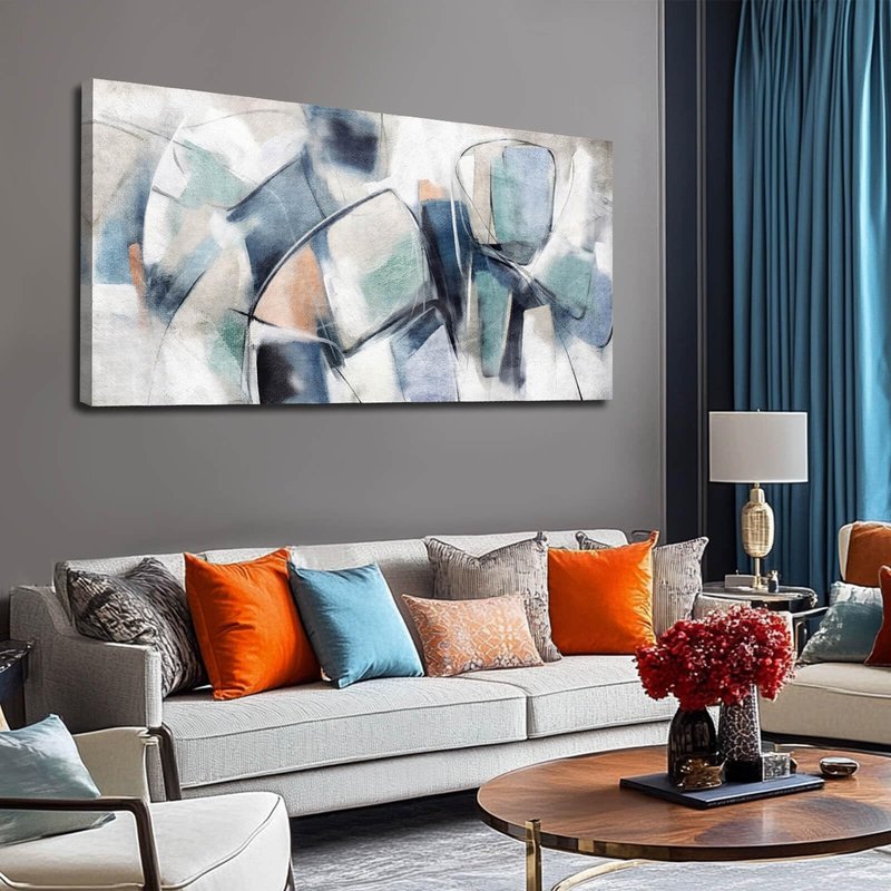 VAYIMDH Blue Pictures Wall Decor Abstract Wall Art Modern Artwork for Business Lobby Pink Wall Pictures for Wall 24x48 In