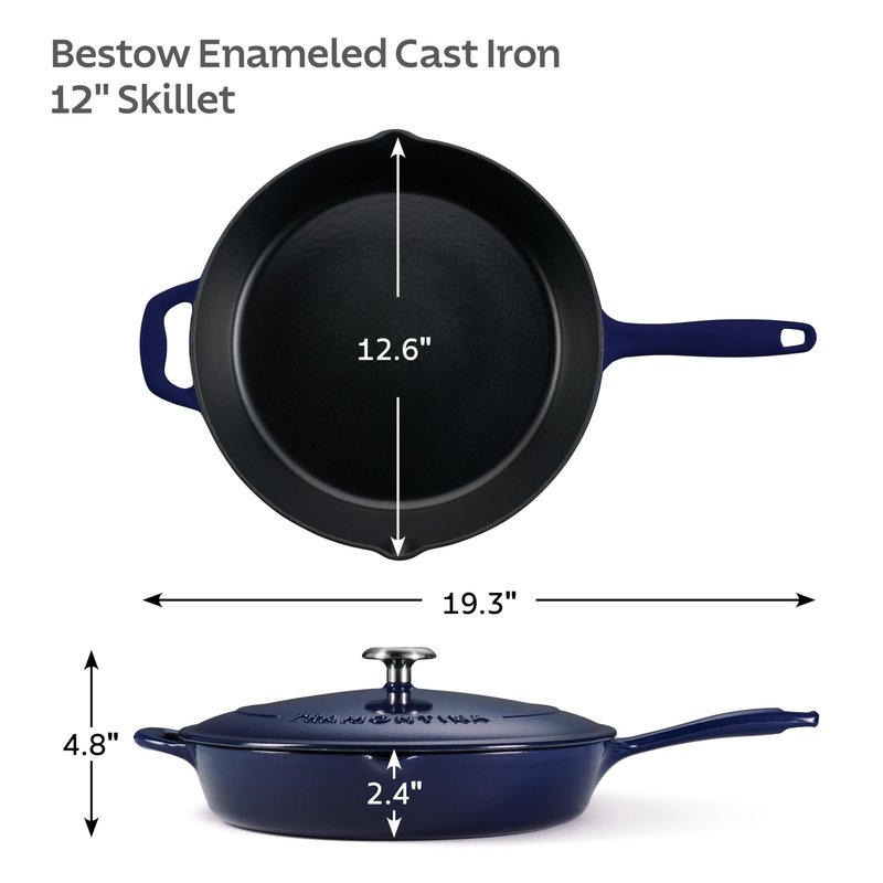 Tramontina Bestow Enameled Cast Iron Skillet with Lid, 12-inch Frying Pan, Sunrise