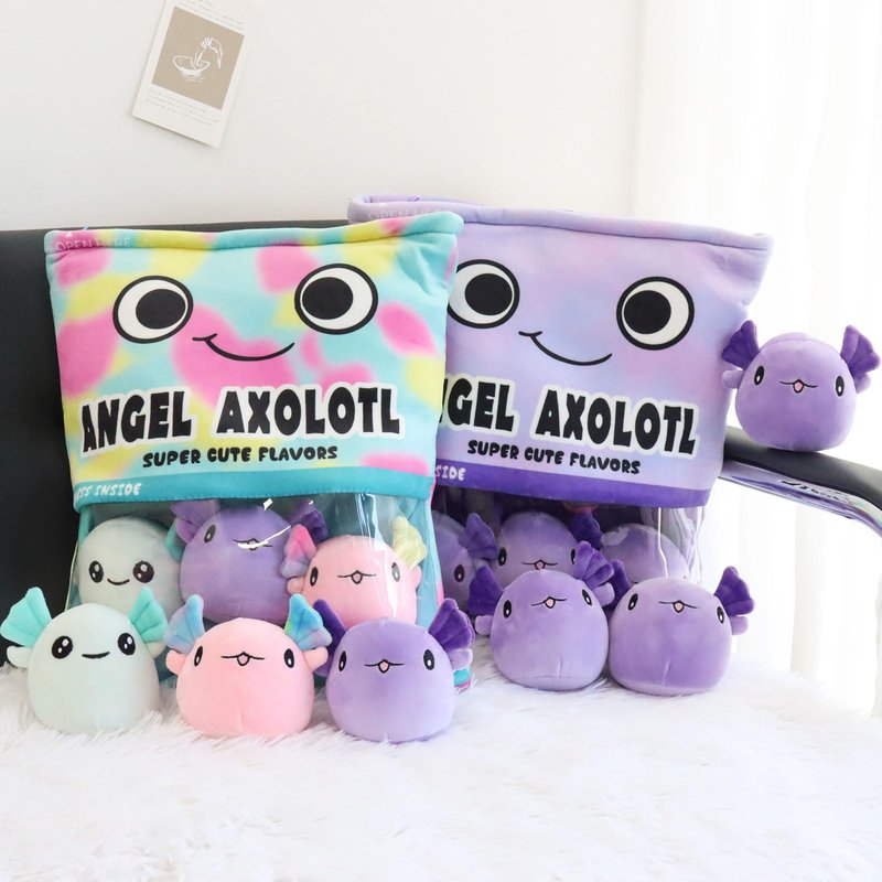 NUKBIL Axolotl Plush Pillow Throw Pillow, Cute Axolotl Plush Toys Doll, Stuffed Axolotl Gift for Kids, Birthday, Christmas, Baby Shower (6 pcs, Colorful)