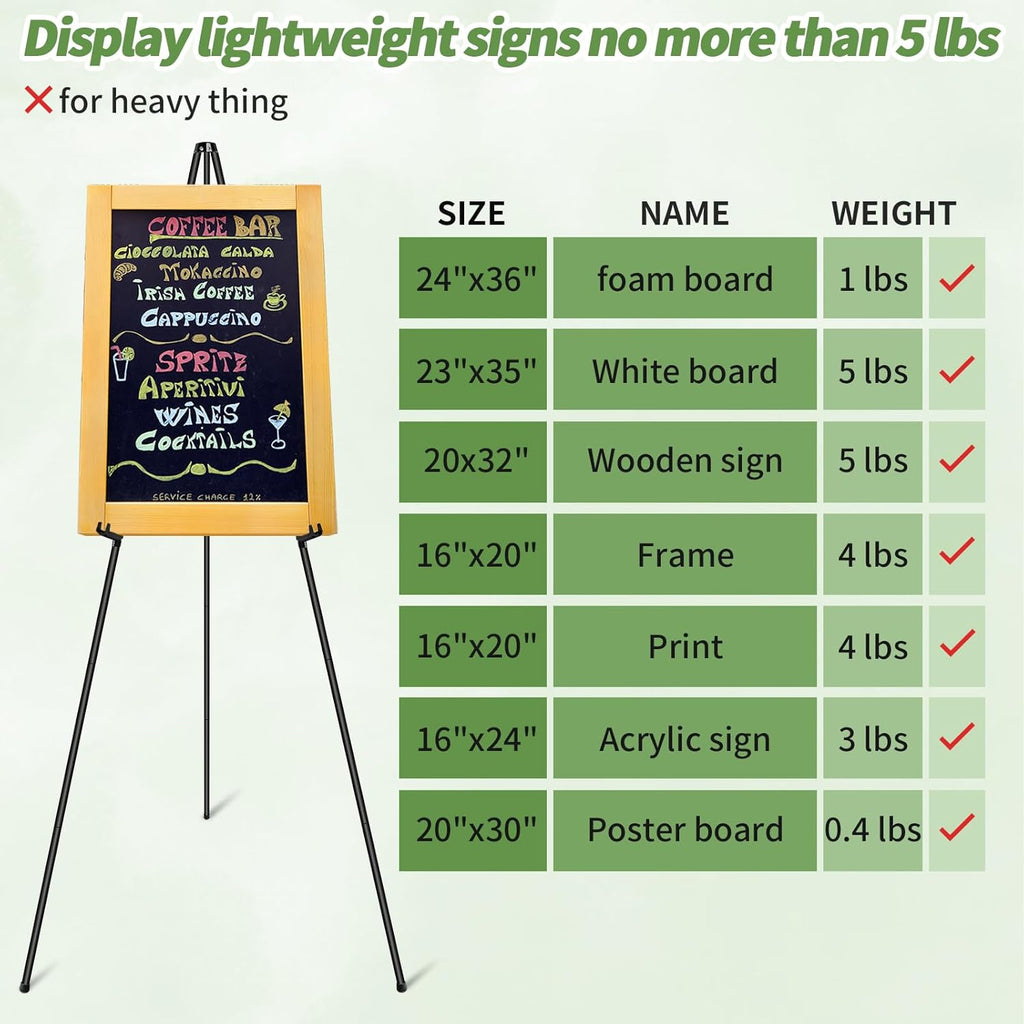 PUJIANG 63" Metal Easel Stand - 3 Pack Display Stands for Pictures, Signs & Art | Includes Carrying Bag