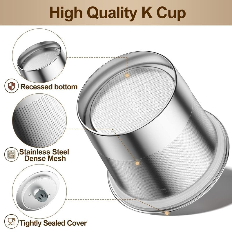RETHONE Reusable K Cup for Keurig: Stainless Steel K Cup Coffee Pods Compatible with Keurig 1.0 & 2.0 Coffee Makers Machine, BPA-Free Refillable Coffee Filters with Tight Seal, Easy to Clean