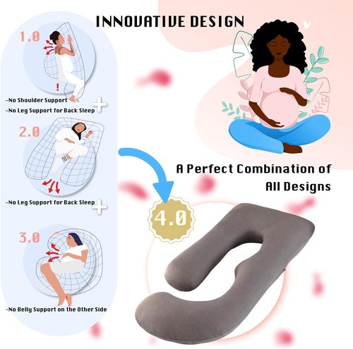 Allopera Pregnancy Pillow - Full Body Maternity Support 57 Inch with Removable Cooling Cover | Ideal for Pregnant Women