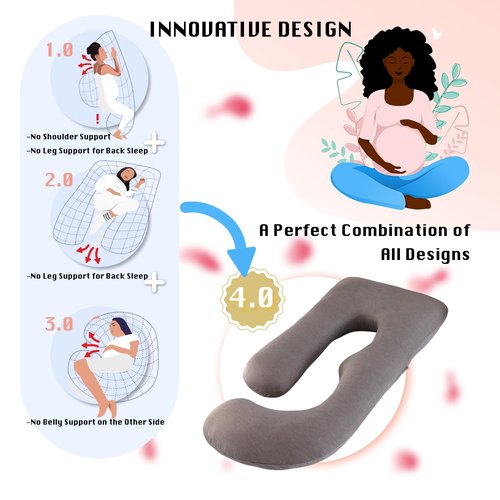 ALLOPERA Pregnancy Pillow, Full Body Maternity Pillow 57 inch, with Removable Washable Cover - Sleep Support for Legs, Back, Neck, Shoulder, HIPS, Belly for Pregnent Women (Cooling Cover)