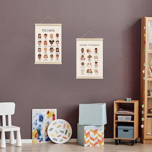 DOI-LANEE Feelings Chart - 16x12 Inch Montessori Emotions Poster | Mental Health Decor Set of 2