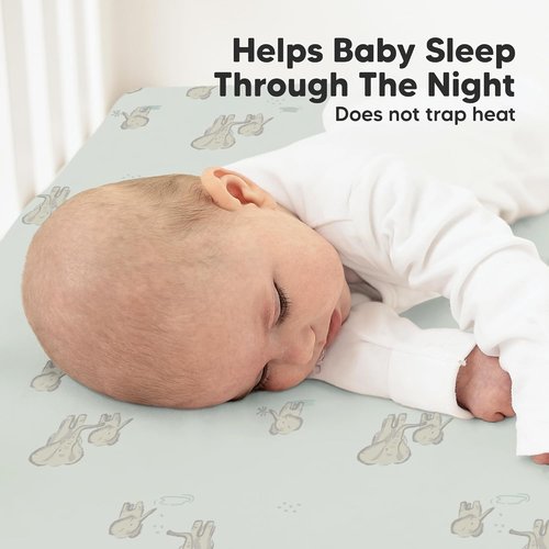 KeaBabies Organic Crib Sheets - 2-Pack Fitted Jersey Cotton for Baby Beds | Soft, Breathable & Cute Prints (Elly)
