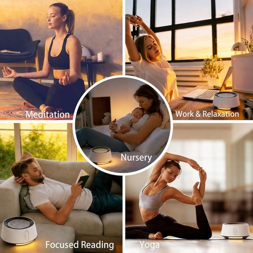 BGOVERSS White Noise Sound Machine - 20 Soothing Sounds & 10 Color Night Light | Ideal for Sleep, Nursery & Travel