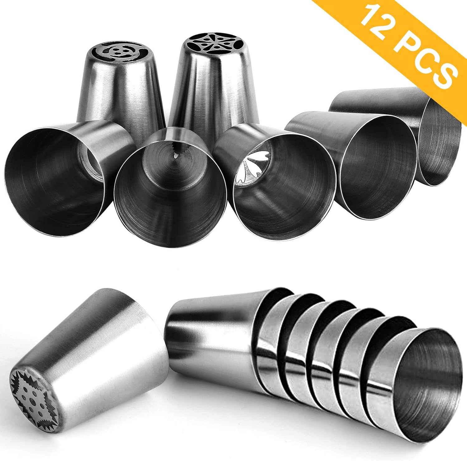 YLYL 47-Piece Russian Piping Tips Set - 12 Flower Icing Nozzles & Baking Supplies for Cakes, Cookies, Cupcakes