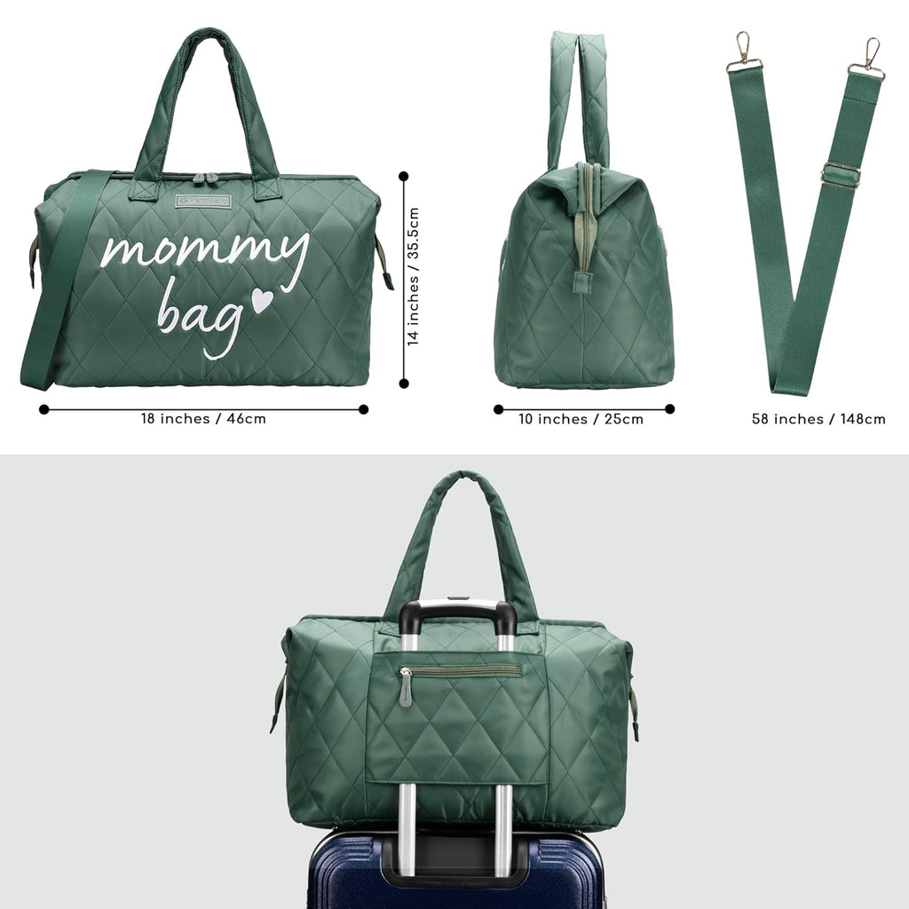 PeraBella Mommy Bag - Stylish Hospital Bag for Labor & Delivery | Maternity Diaper Bag - Green