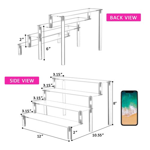 Display Shelf Cake Stand – 4 Tier Shelf Cake Pop Stand – Multifunctional and Durable Acrylic Stand – Mounting Hardware Included – Ideal for Desserts, Cosmetics, Glassware, Figurines