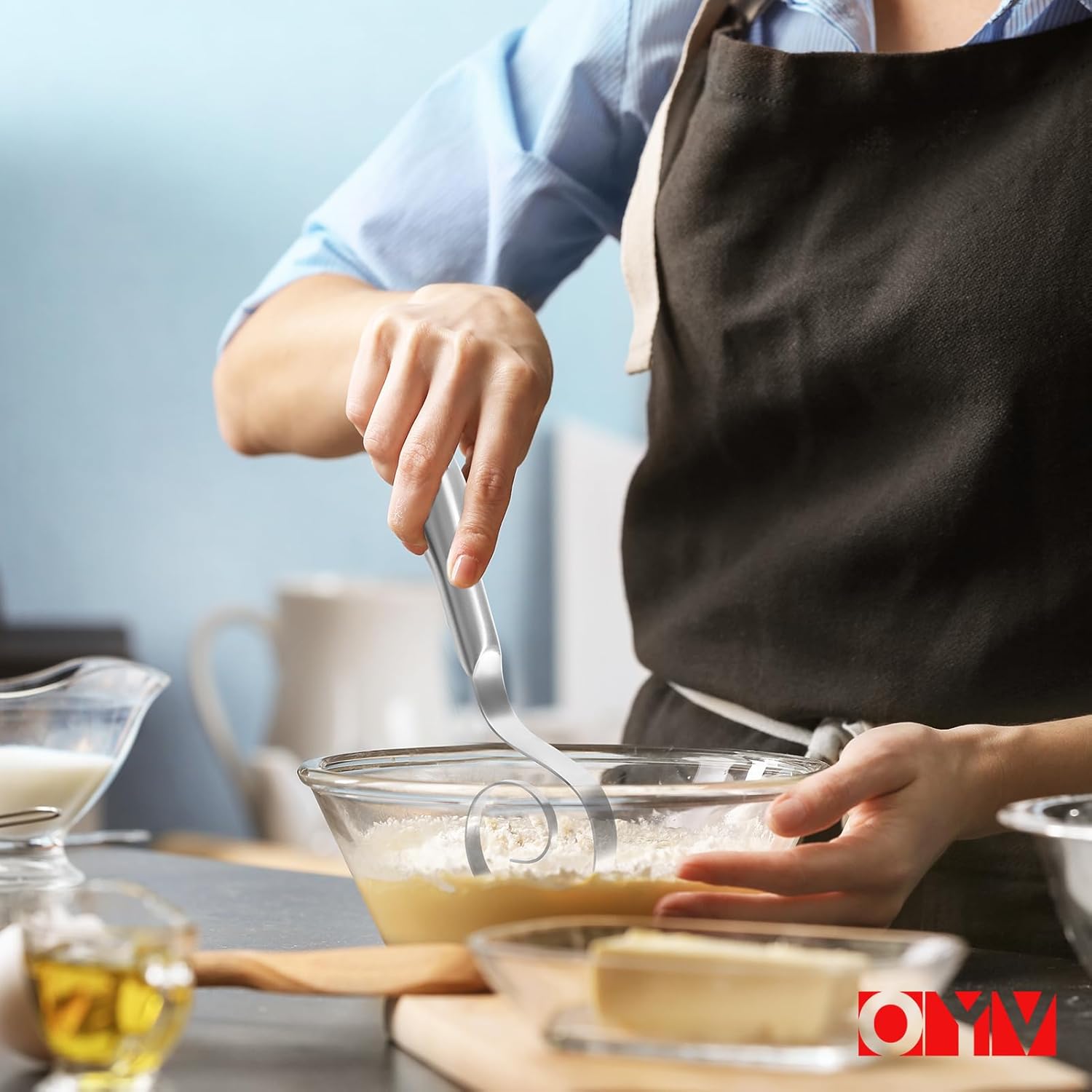 OYV Dough Whisk - 18/10 Stainless Steel Danish Whisk for Sourdough, Cookies & Pastry | 9" Dishwasher Safe