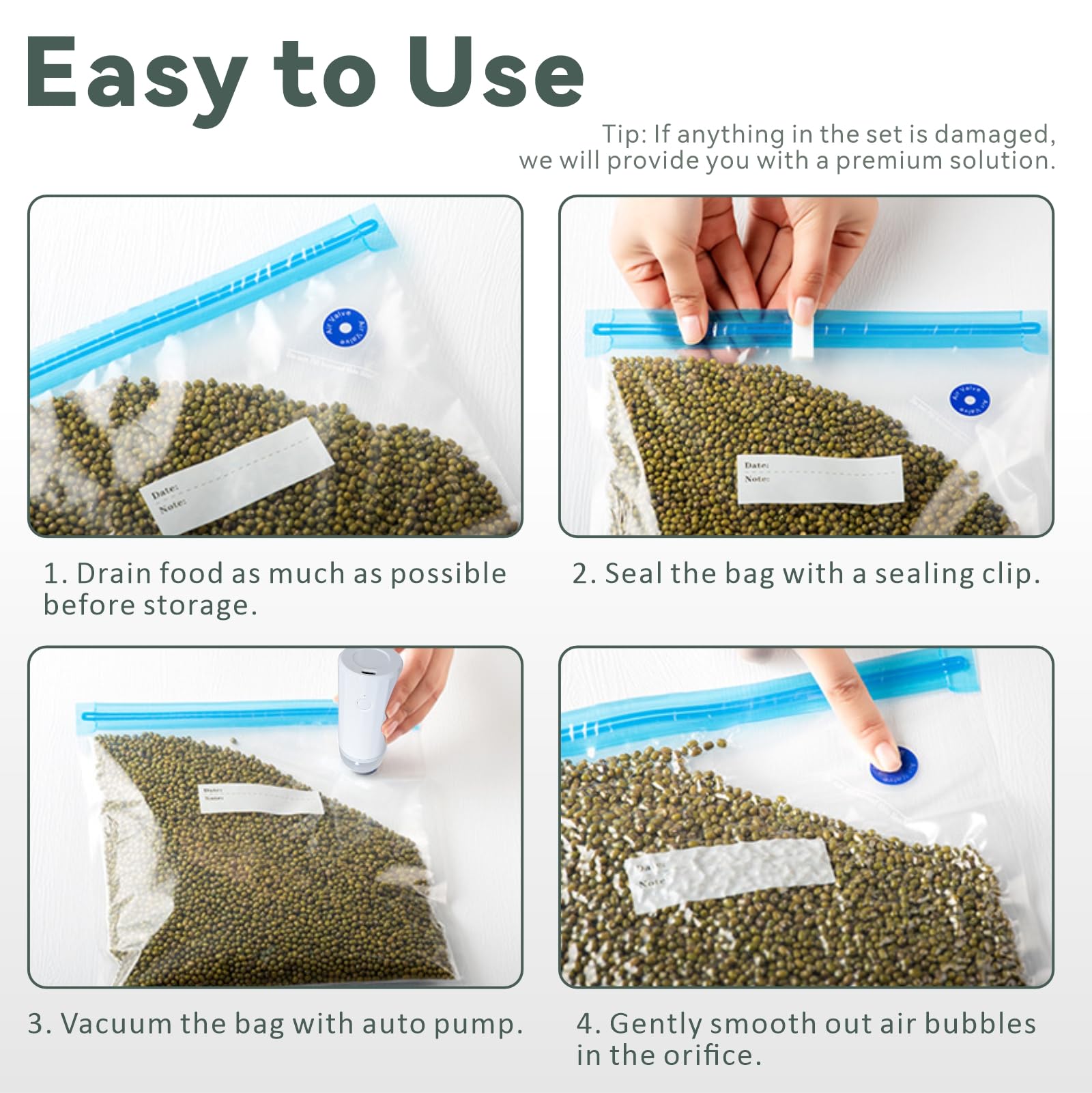 Sous Vide Bags Reusable 30 Pcs, Reusable Vacuum Seal Bags for Food with Upgraded Auto Pump for Anova, Joule Cookers, BPA Free Sous Vide Kit