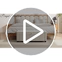 Tufted Linen Storage Bench Ottoman - Beige Upholstered Bedroom Seating