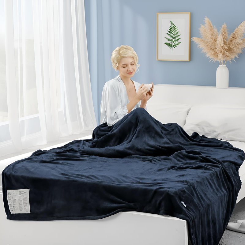 CURECURE Heated Electric Blanket Twin Size 62" x 84" Flannel Heated Blanket with 6 Heating Levels & 10 Hours Auto Off, Comfort Warm Blanket for Home Office Use, Machine Washable