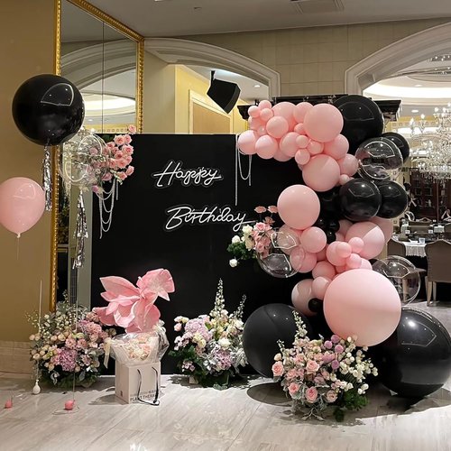 BAUANOOY Black Latex Balloons - 12 Inch, 100pcs with Ribbon for Graduation & Birthday Party Decor